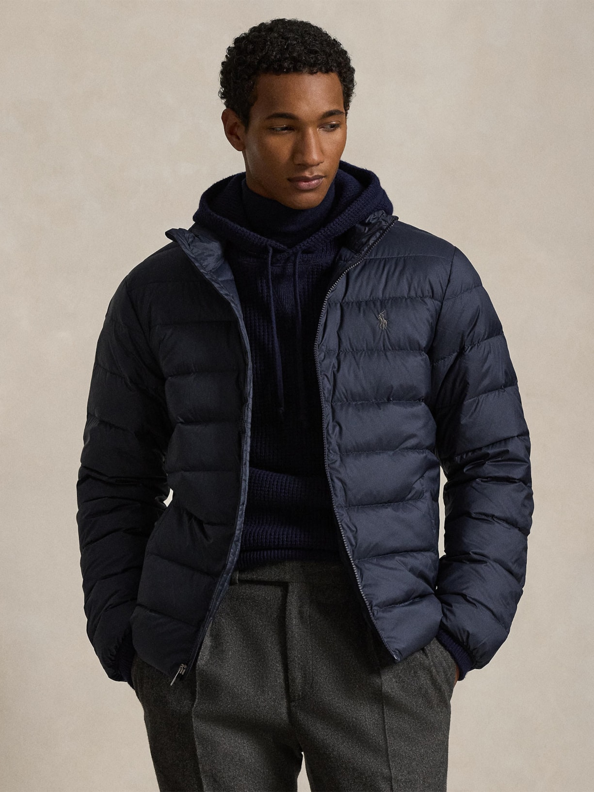 Jaqueta Masculina Puffer Classic Logo Azul Polo Ralph Lauren