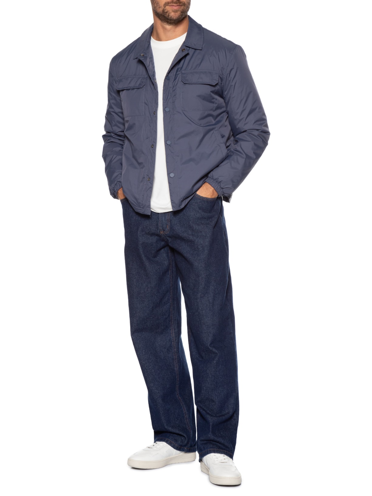 Jaqueta Masculina Puffer Com Bolso Azul '2 Essential