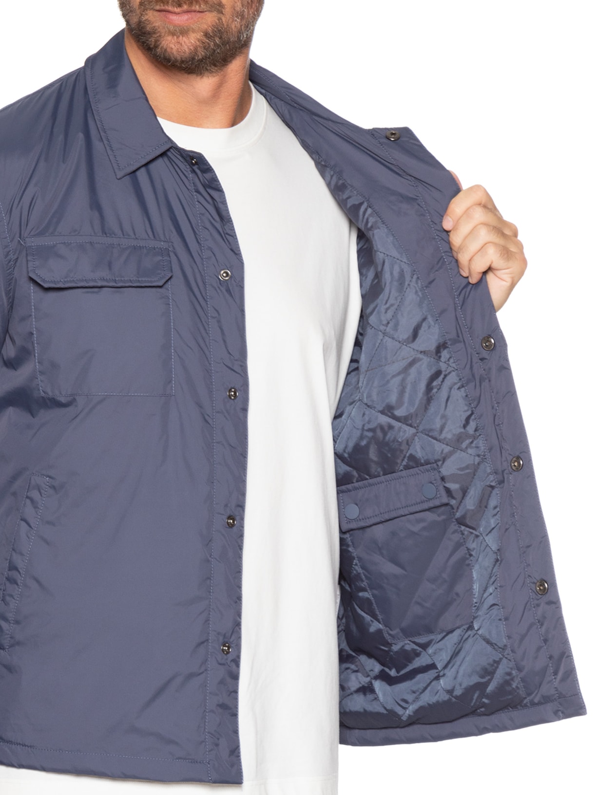 Jaqueta Masculina Puffer Com Bolso Azul '2 Essential