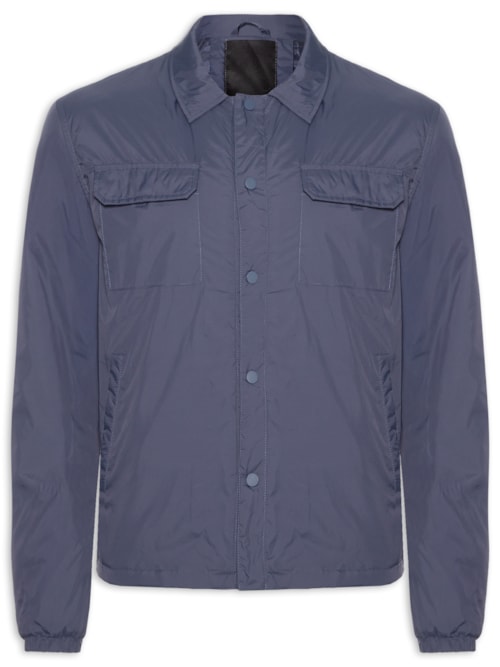 Jaqueta Masculina Puffer Com Bolso - Azul