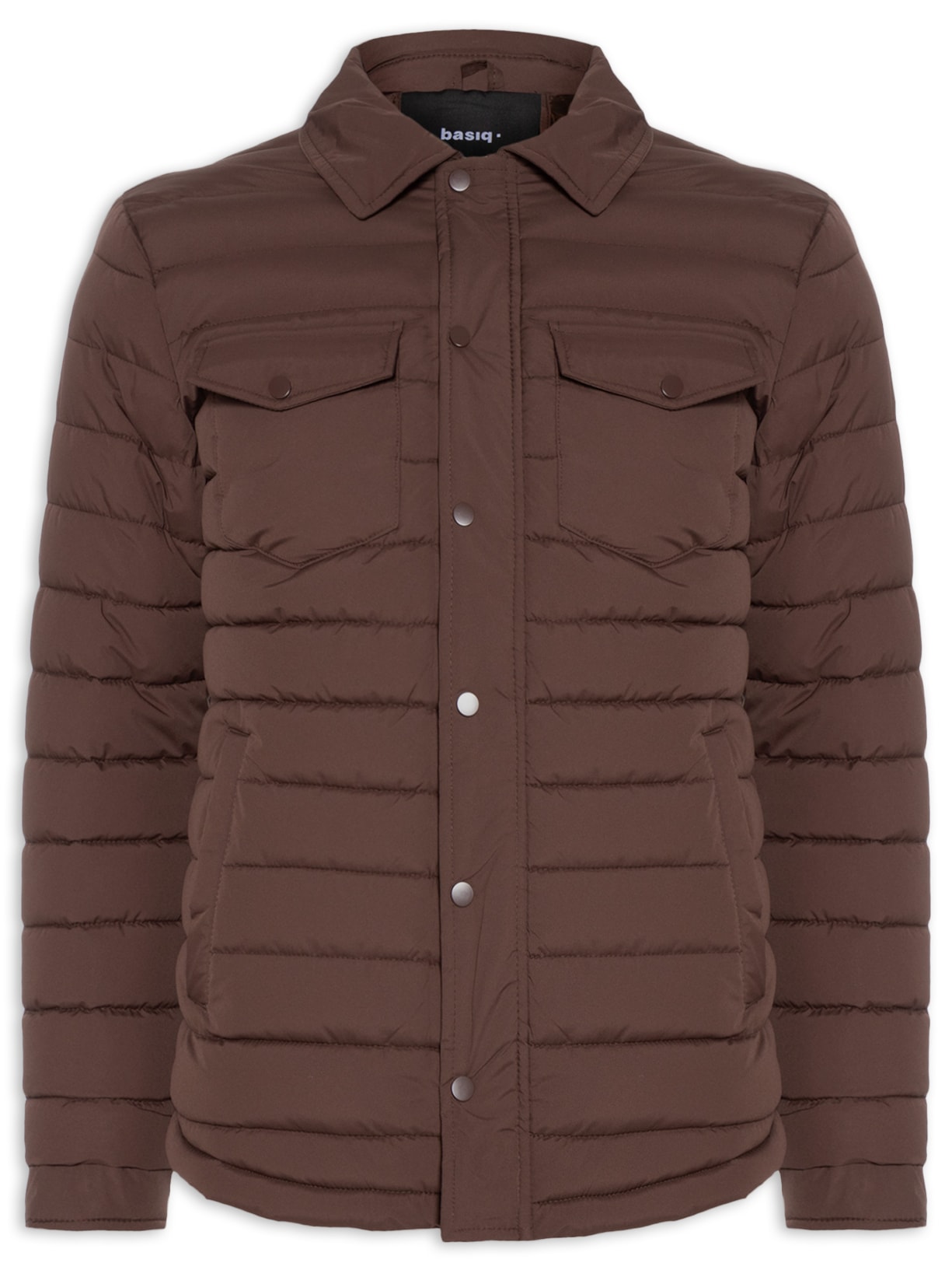 Jaqueta Masculina Puffer Com Bolso - Marrom