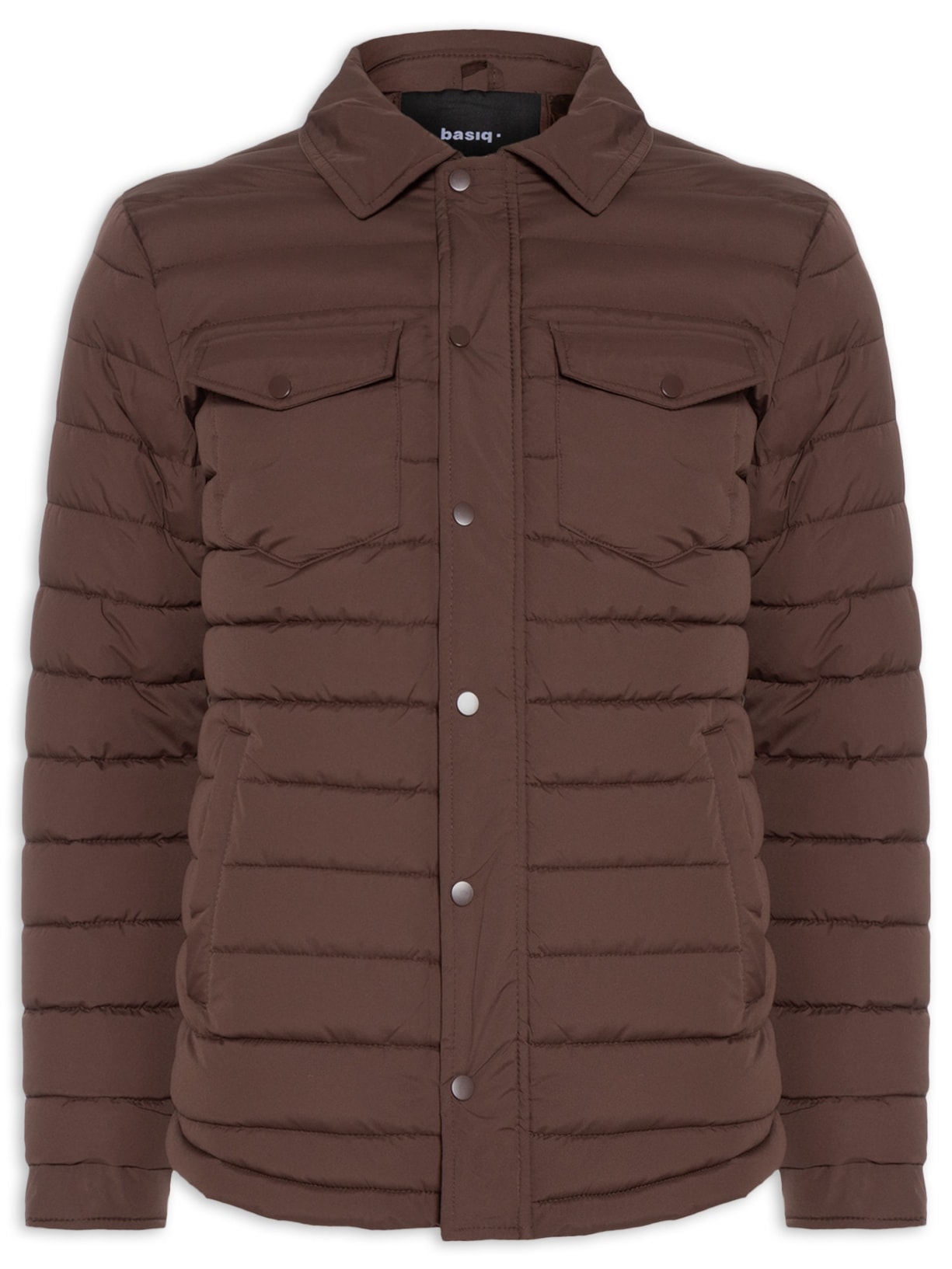 Jaqueta Masculina Puffer Com Bolso - Marrom