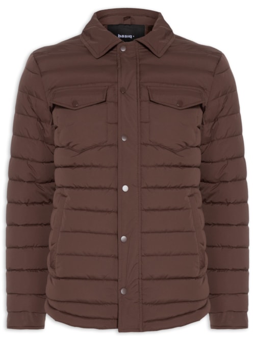 Jaqueta Masculina Puffer Com Bolso - Marrom