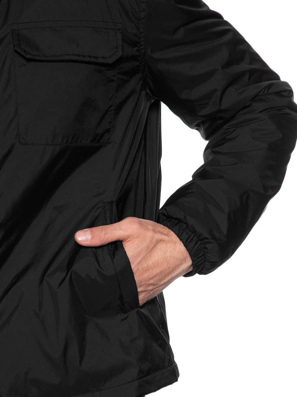 Jaqueta Masculina Puffer Com Bolso Preto '2 Essential