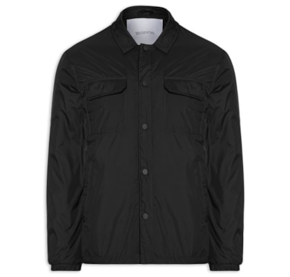 Jaqueta Masculina Puffer Com Bolso - Preto