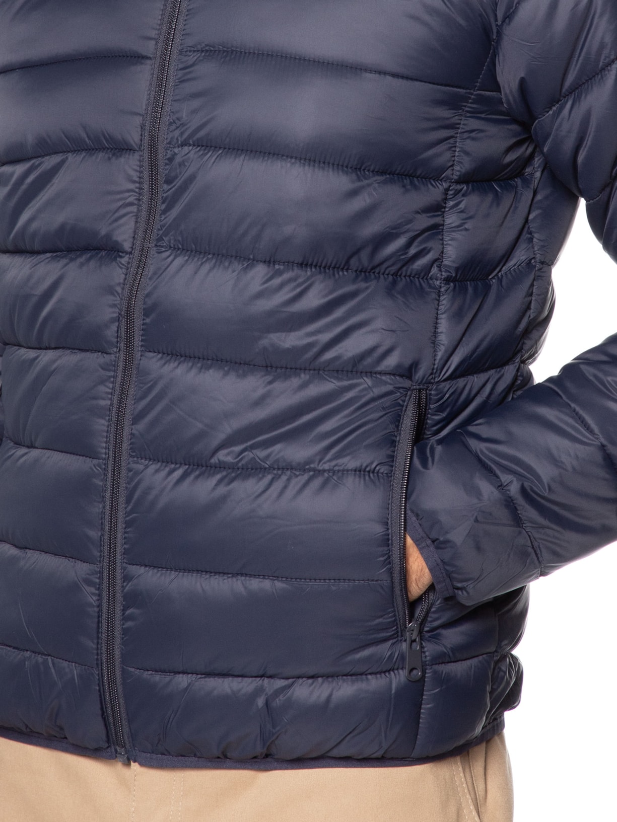 Jaqueta Masculina Puffer Com Capuz Azul Basiq Men