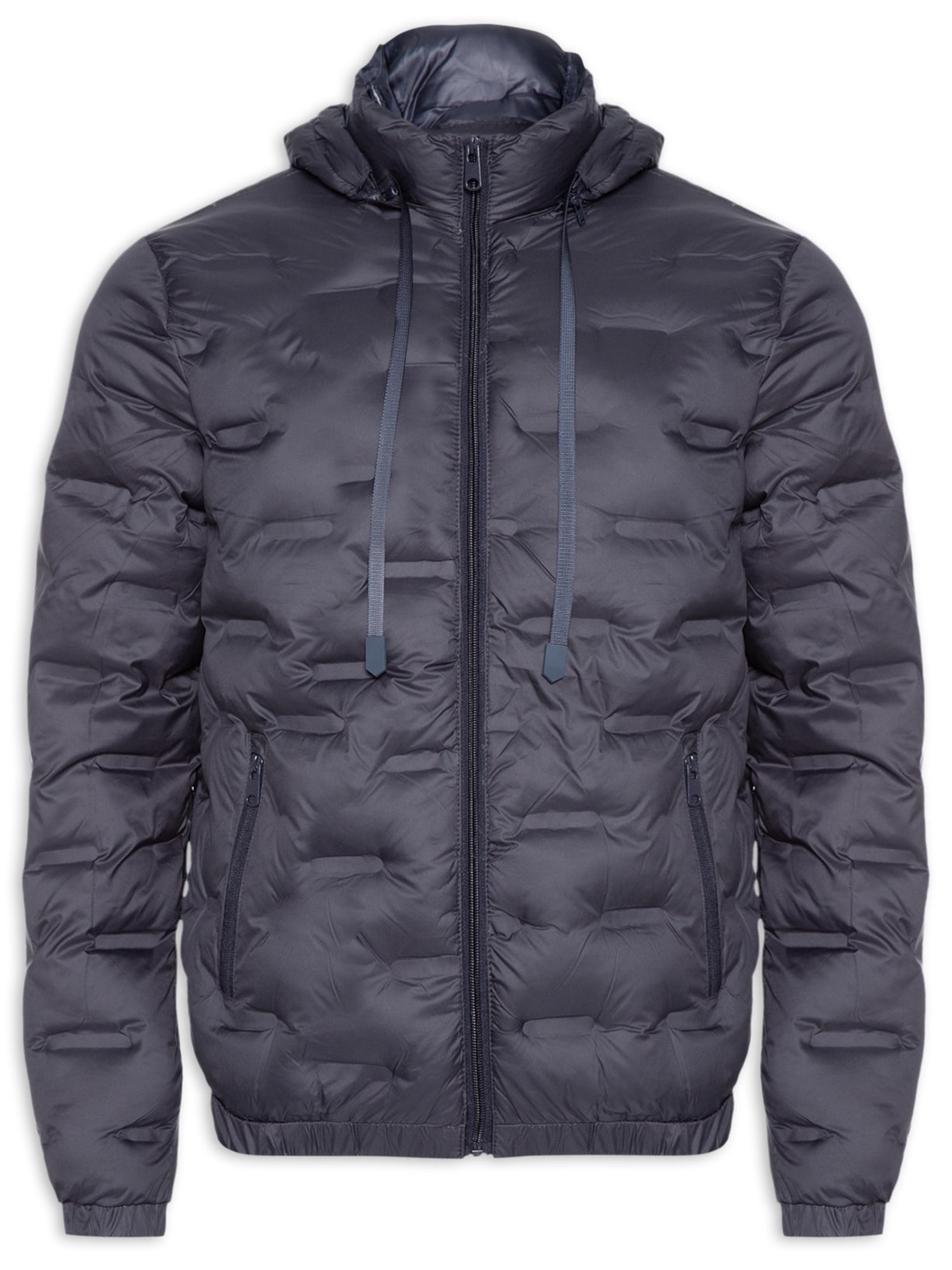 Jaqueta Masculina Puffer Com Capuz Azul Basiq Men
