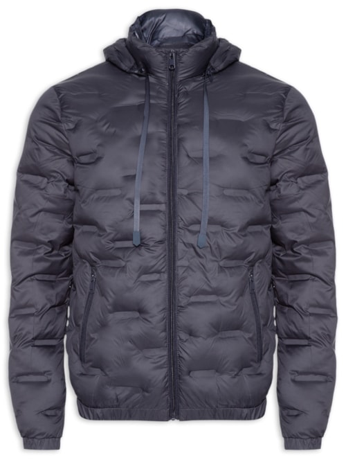 Jaqueta Masculina Puffer Com Capuz - Azul