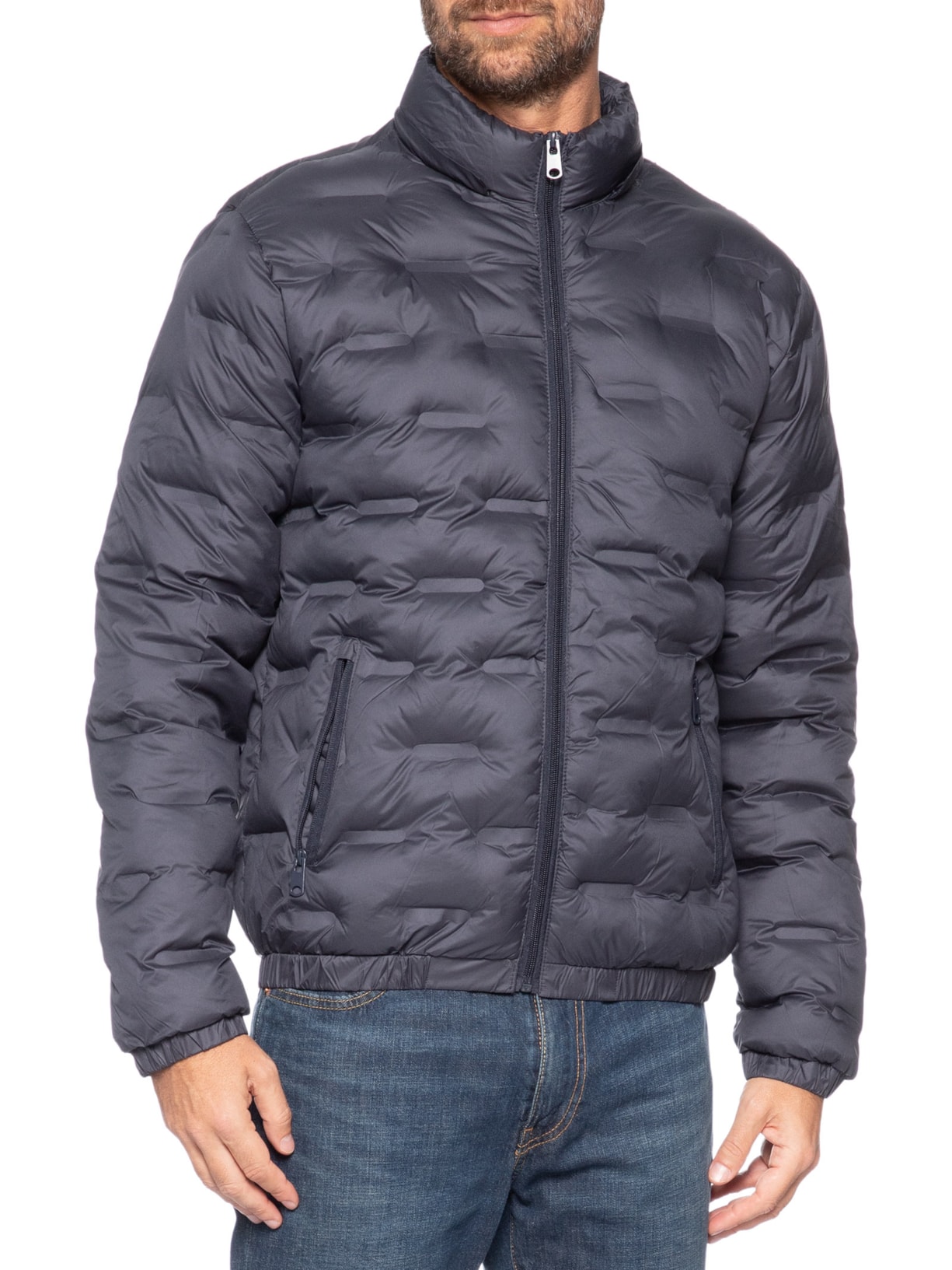 Jaqueta Masculina Puffer Com Capuz Azul Basiq Men