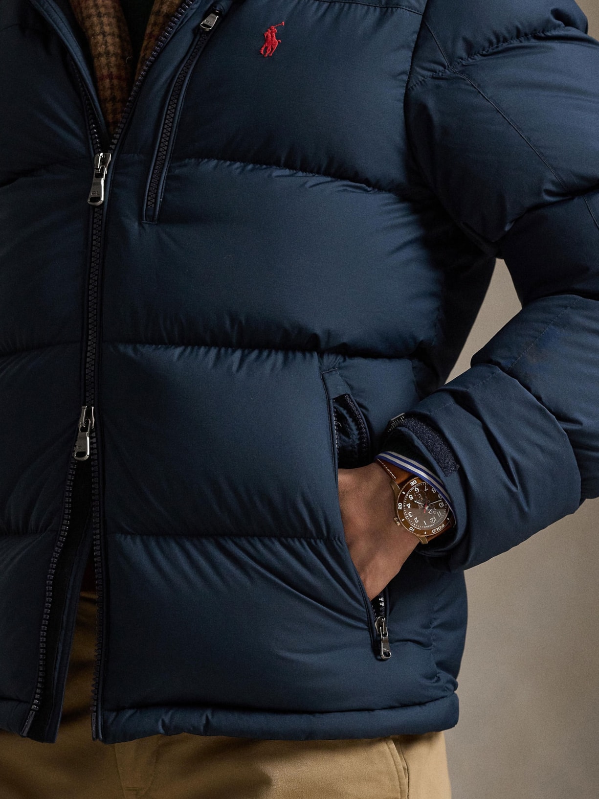 Jaqueta Masculina Puffer Com Capuz Classic Logo Azul Polo Ralph Lauren