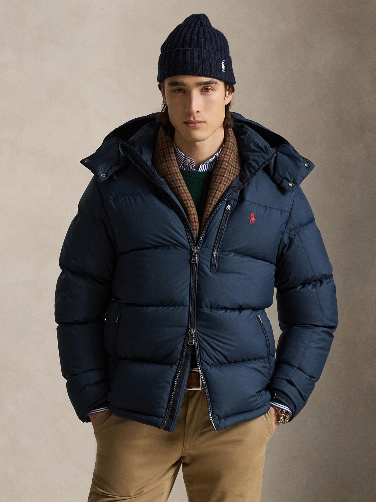 Jaqueta Masculina Puffer Com Capuz Classic Logo Azul Polo Ralph Lauren