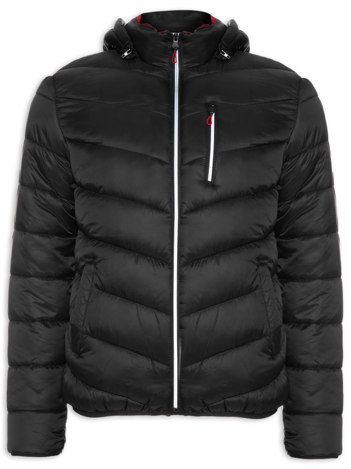 Jaqueta Masculina Puffer Com Capuz Destacável - Preto
