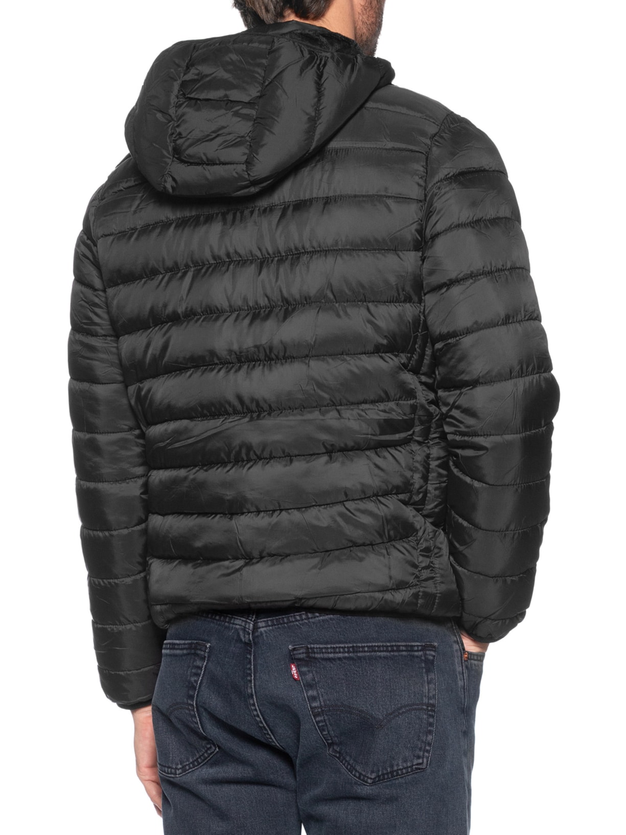Jaqueta Masculina Puffer Com Capuz Nylon Preto Basiq Men