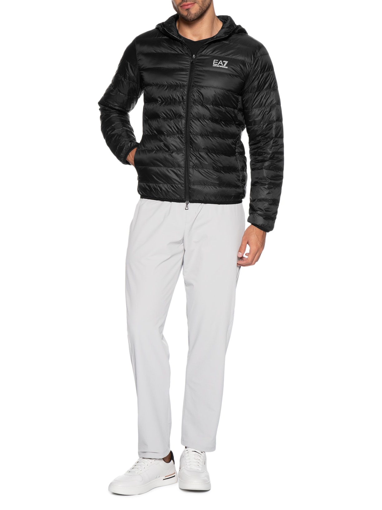 Jaqueta Masculina Puffer Com Capuz Preto Ea7 Emporio Armani