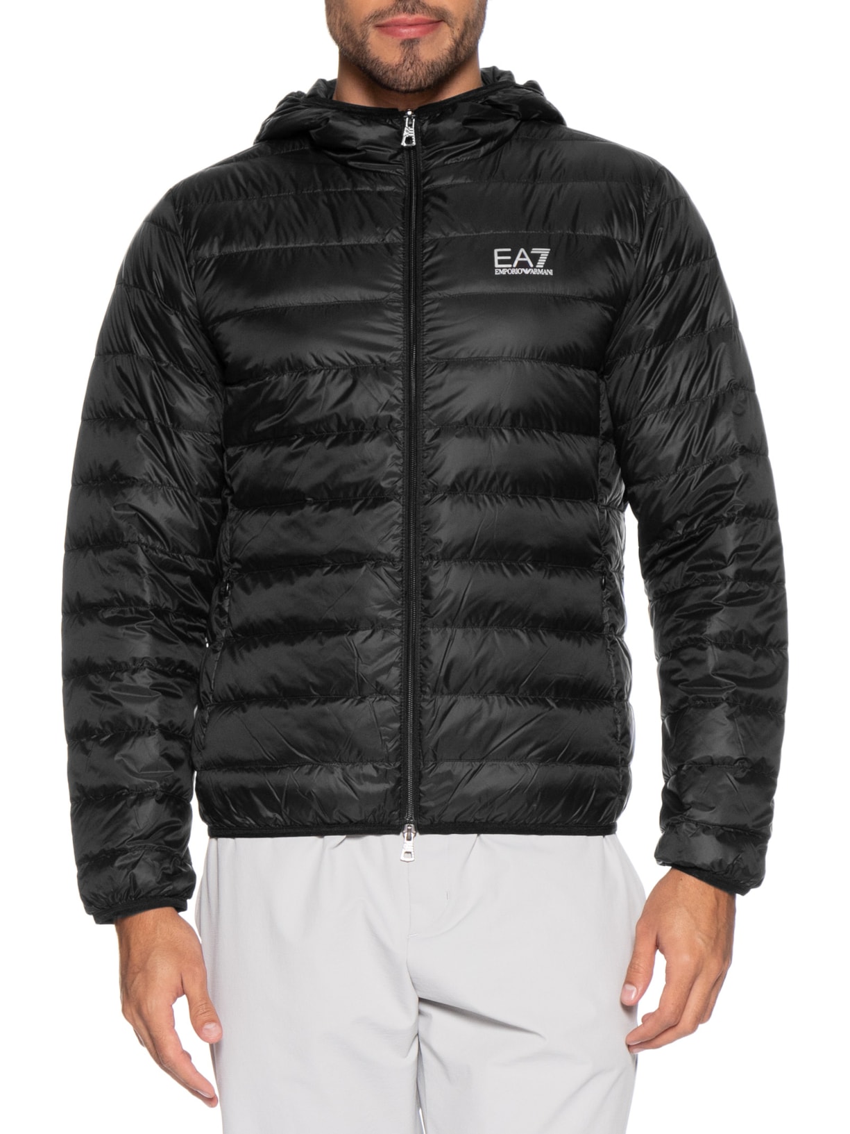 Jaqueta Masculina Puffer Com Capuz Preto Ea7 Emporio Armani
