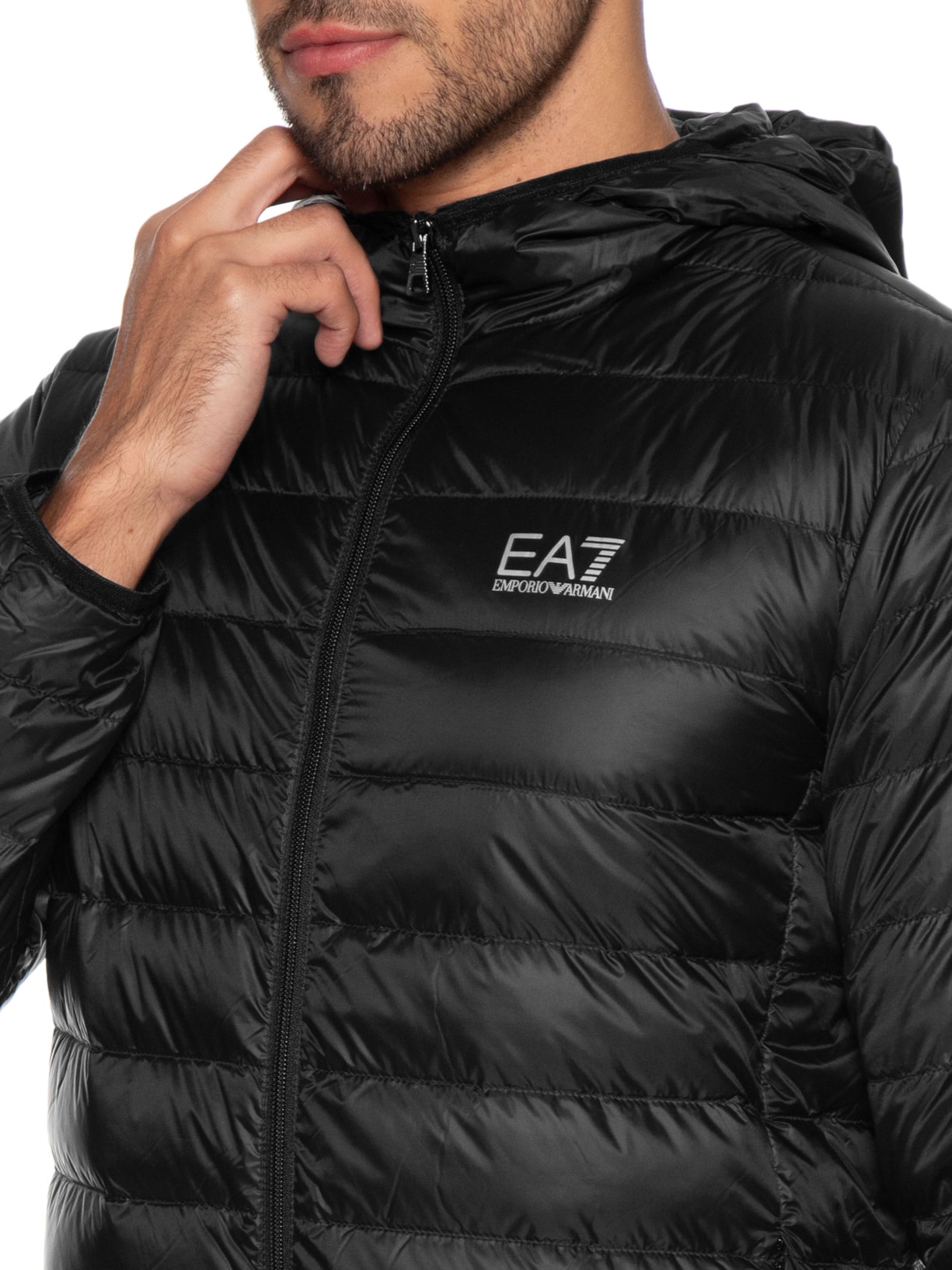 Jaqueta Masculina Puffer Com Capuz Preto Ea7 Emporio Armani