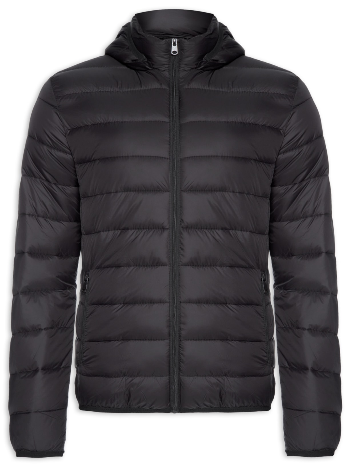 Jaqueta Masculina Puffer Com Capuz Preto Basiq Men