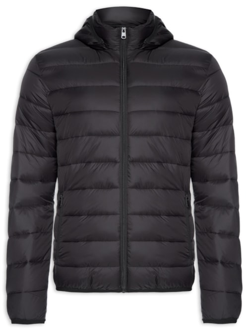 Jaqueta Masculina Puffer Com Capuz - Preto