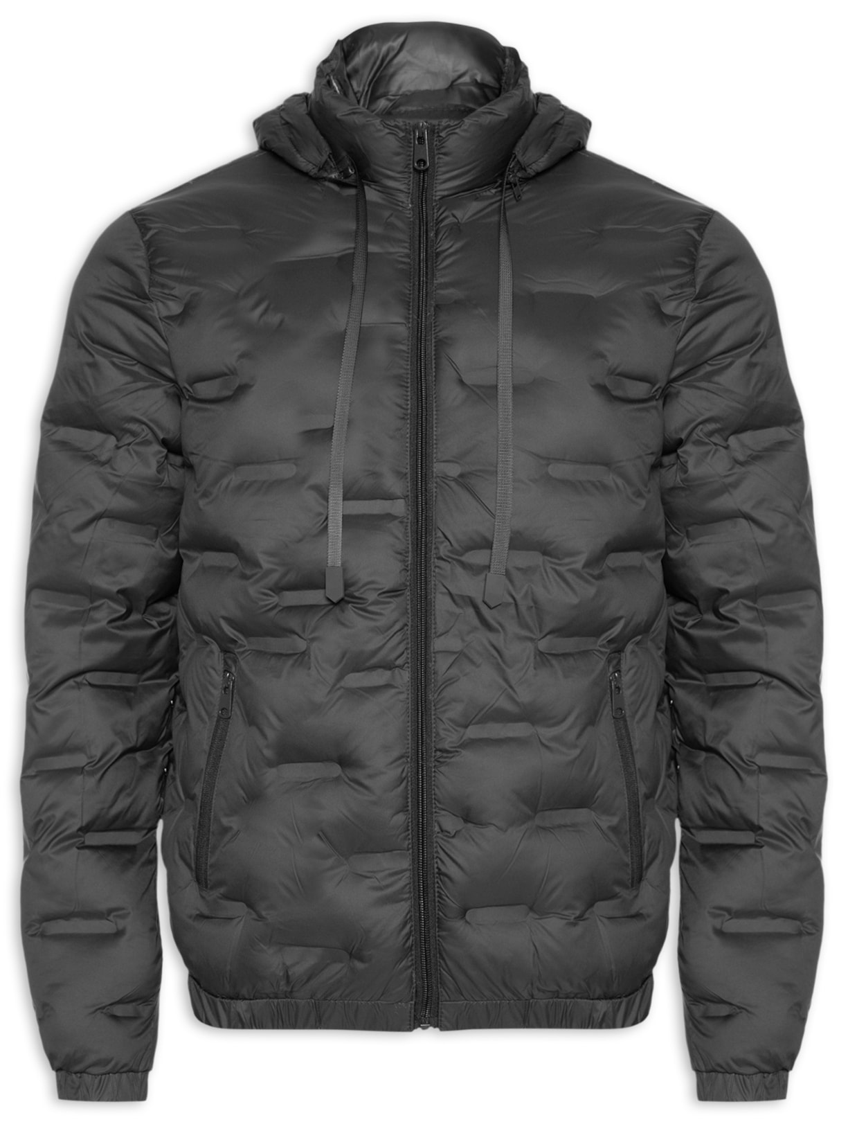 Jaqueta Masculina Puffer Com Capuz - Preto