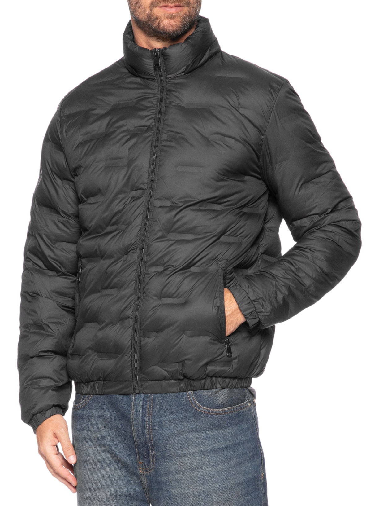 Jaqueta Masculina Puffer Com Capuz Preto Basiq Men