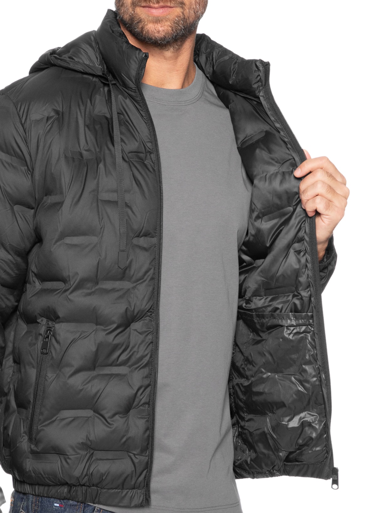 Jaqueta Masculina Puffer Com Capuz Preto Basiq Men