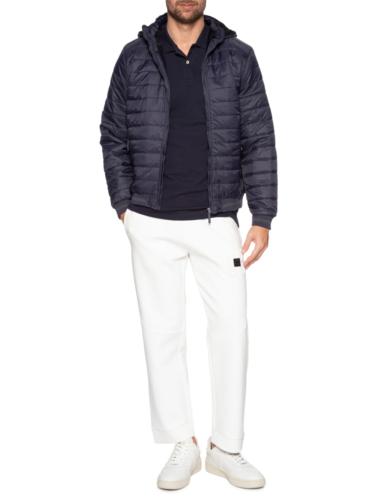 Jaqueta Masculina Puffer Com Capuz Removível Azul '2 Essential