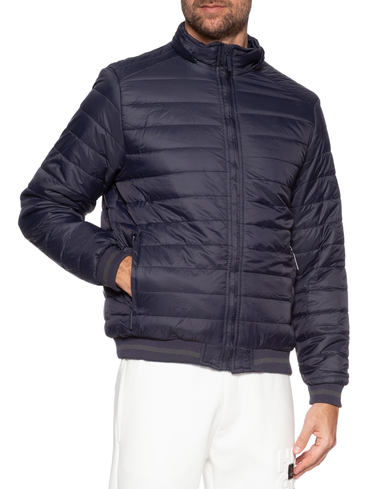 Jaqueta Masculina Puffer Com Capuz Removível Azul '2 Essential