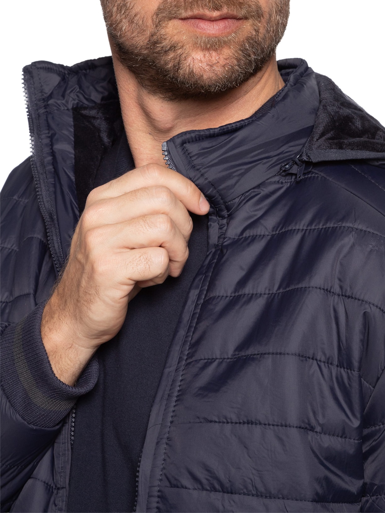 Jaqueta Masculina Puffer Com Capuz Removível Azul '2 Essential