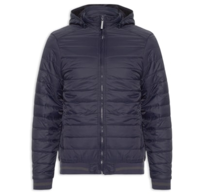 Jaqueta Masculina Puffer Com Capuz Removível - Azul