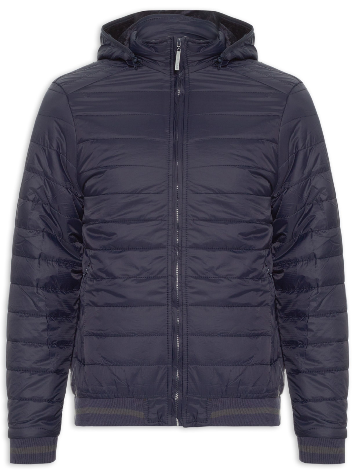 Jaqueta Masculina Puffer Com Capuz Removível - Azul