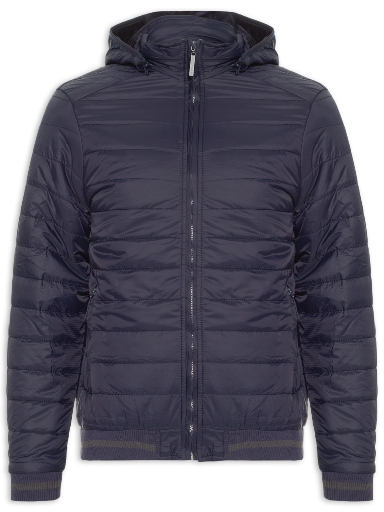 Jaqueta Masculina Puffer Com Capuz Removível - Azul