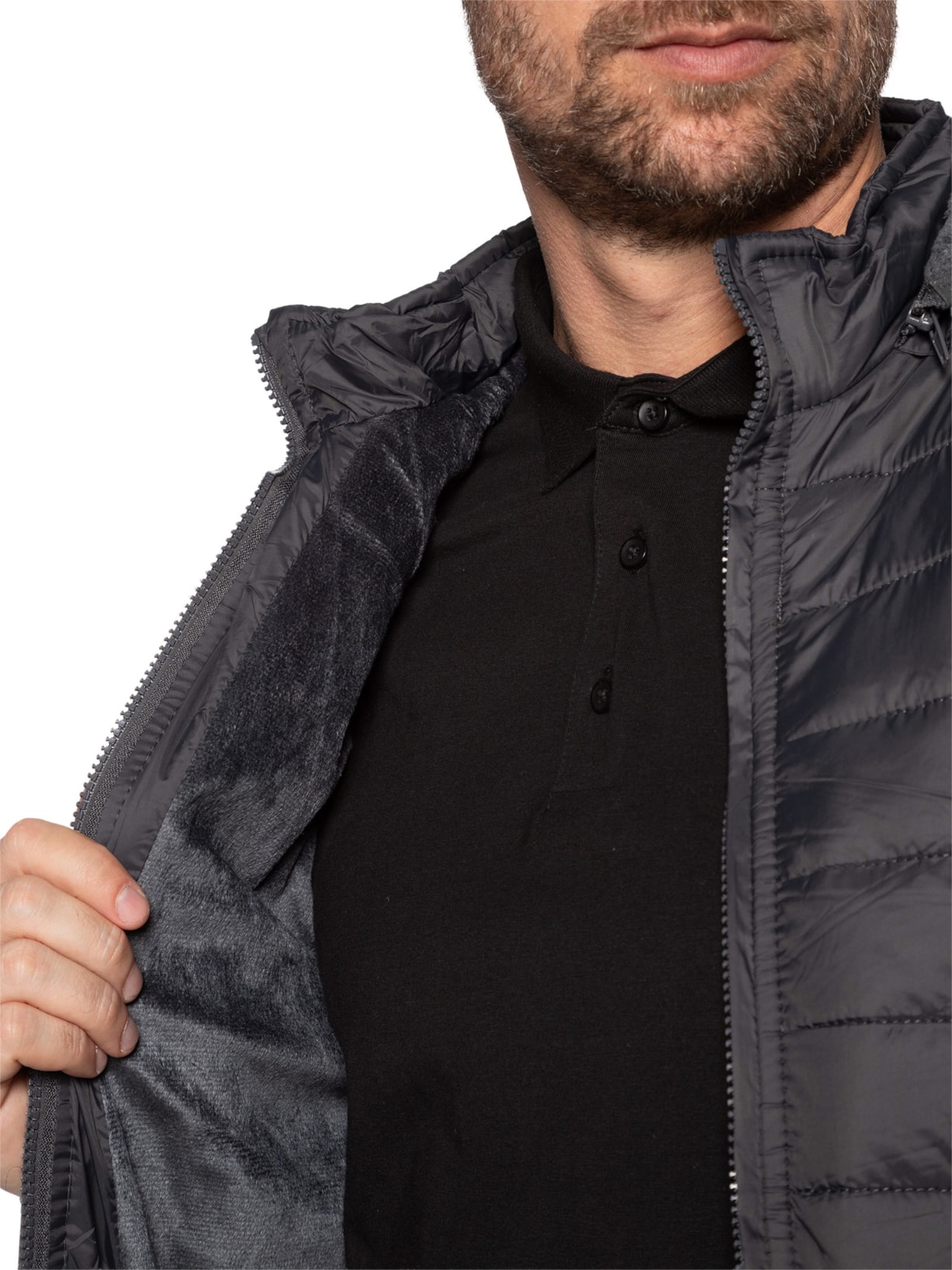 Jaqueta Masculina Puffer Com Capuz Removível Cinza '2 Essential