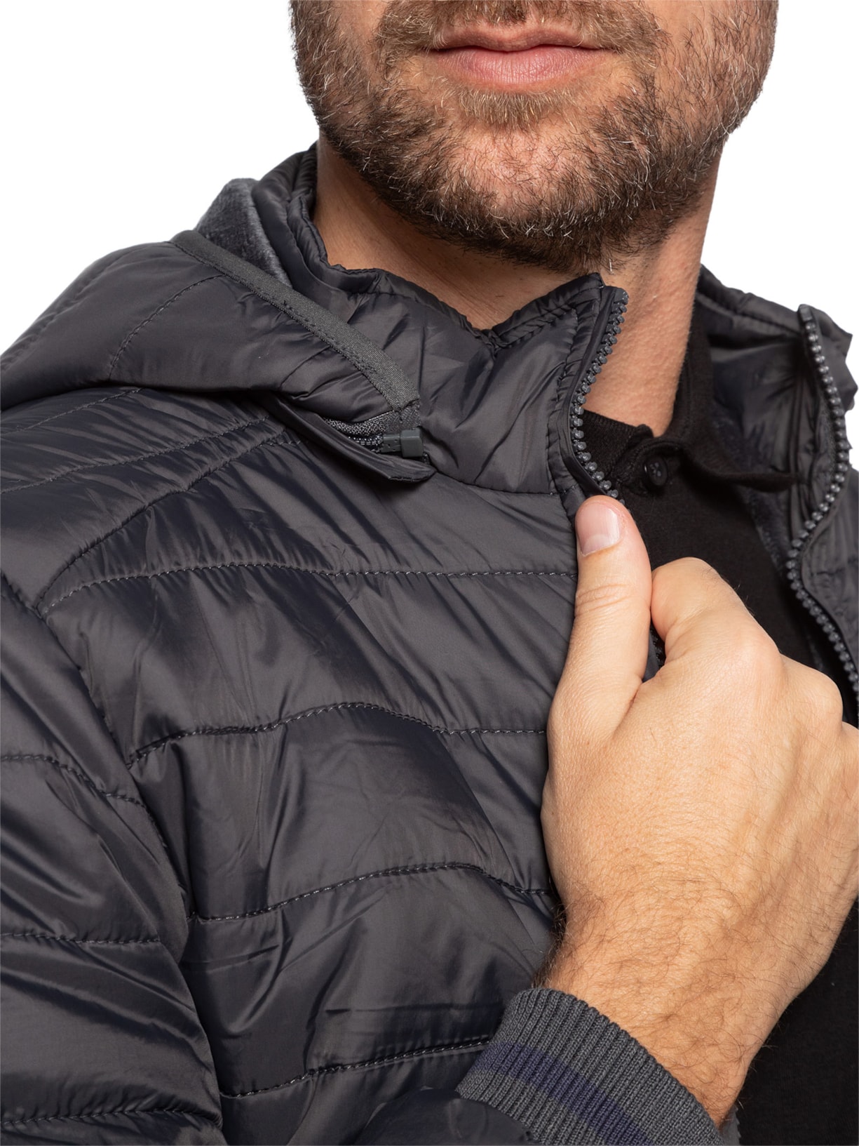 Jaqueta Masculina Puffer Com Capuz Removível Cinza '2 Essential