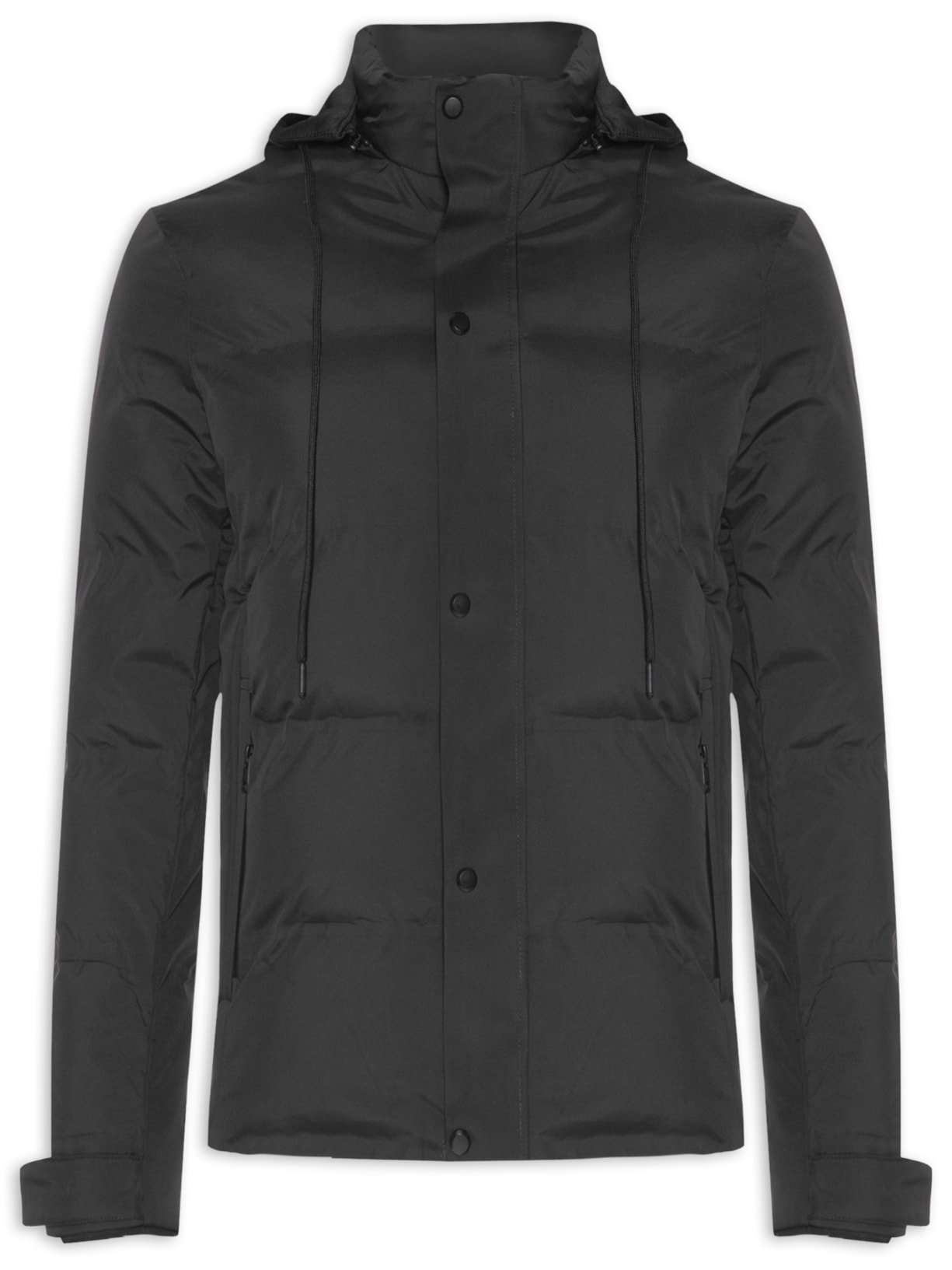 Jaqueta Masculina Puffer Com Capuz Removível - Preto