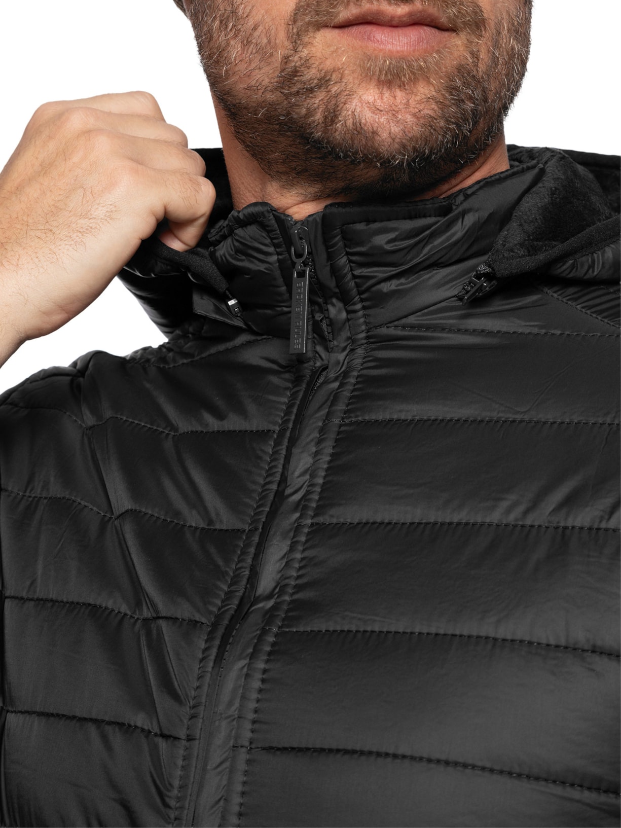 Jaqueta Masculina Puffer Com Capuz Removível Preto '2 Essential