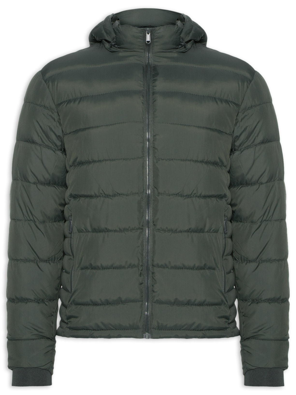 Jaqueta Masculina Puffer Com Capuz - Verde
