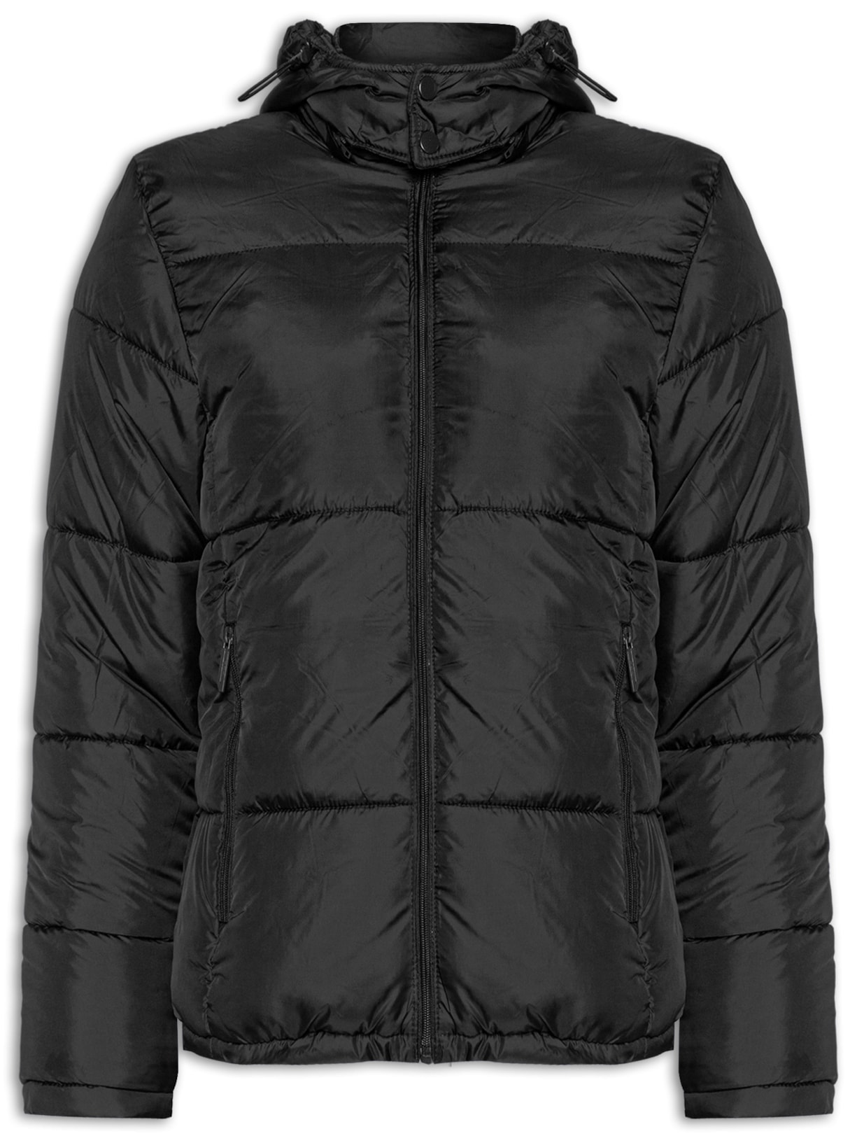 Jaqueta Masculina Puffer Com Gorro - Preto