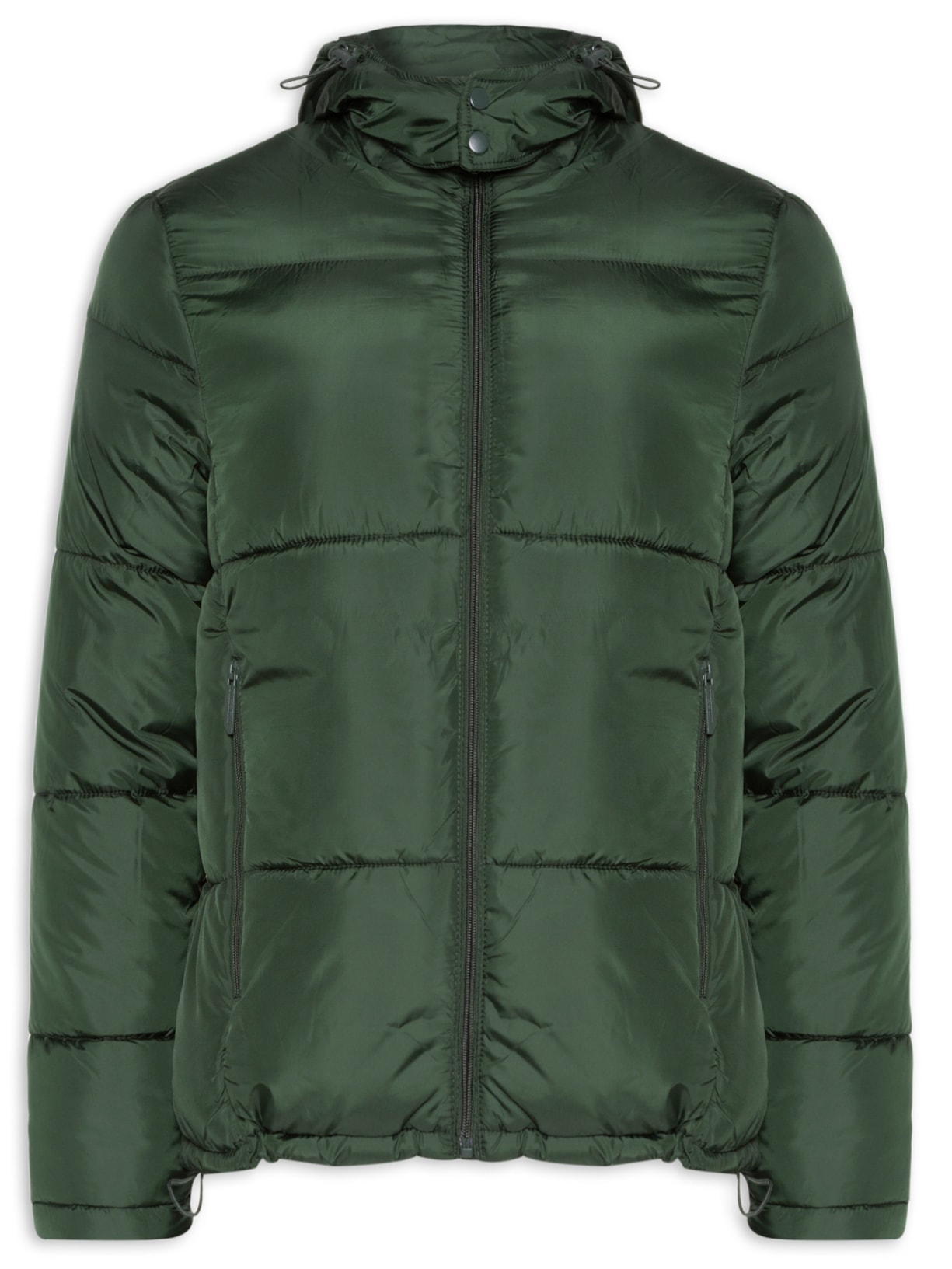 Jaqueta Masculina Puffer Com Gorro - Verde