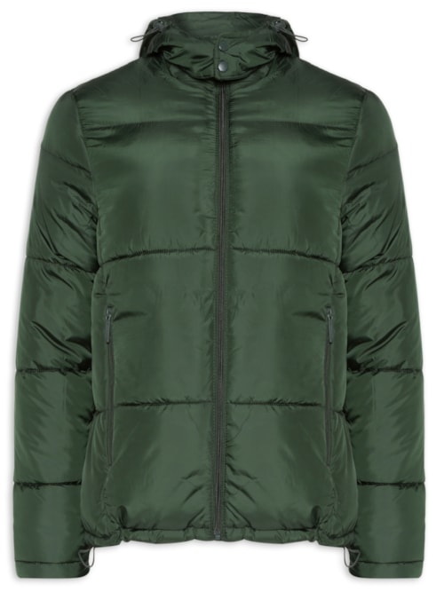 Jaqueta Masculina Puffer Com Gorro - Verde