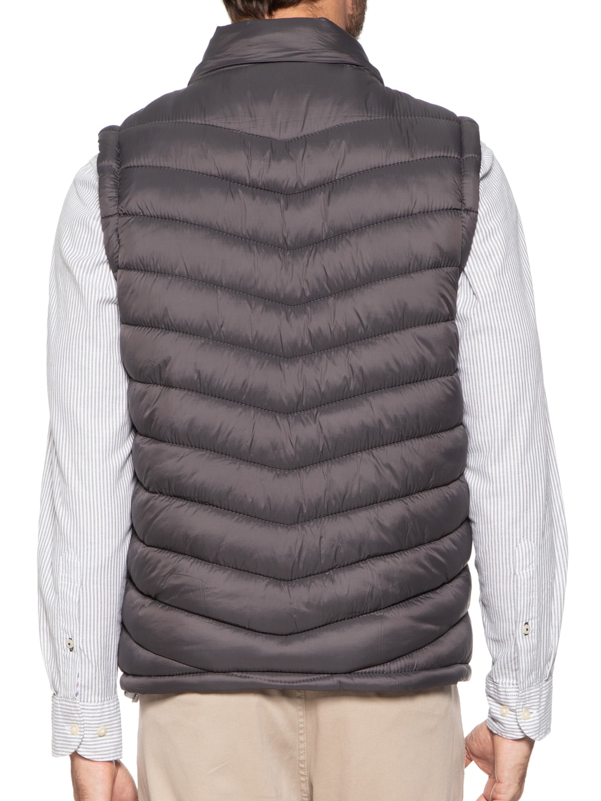 Jaqueta Masculina Puffer Com Manga Removível Cinza Basiq Men