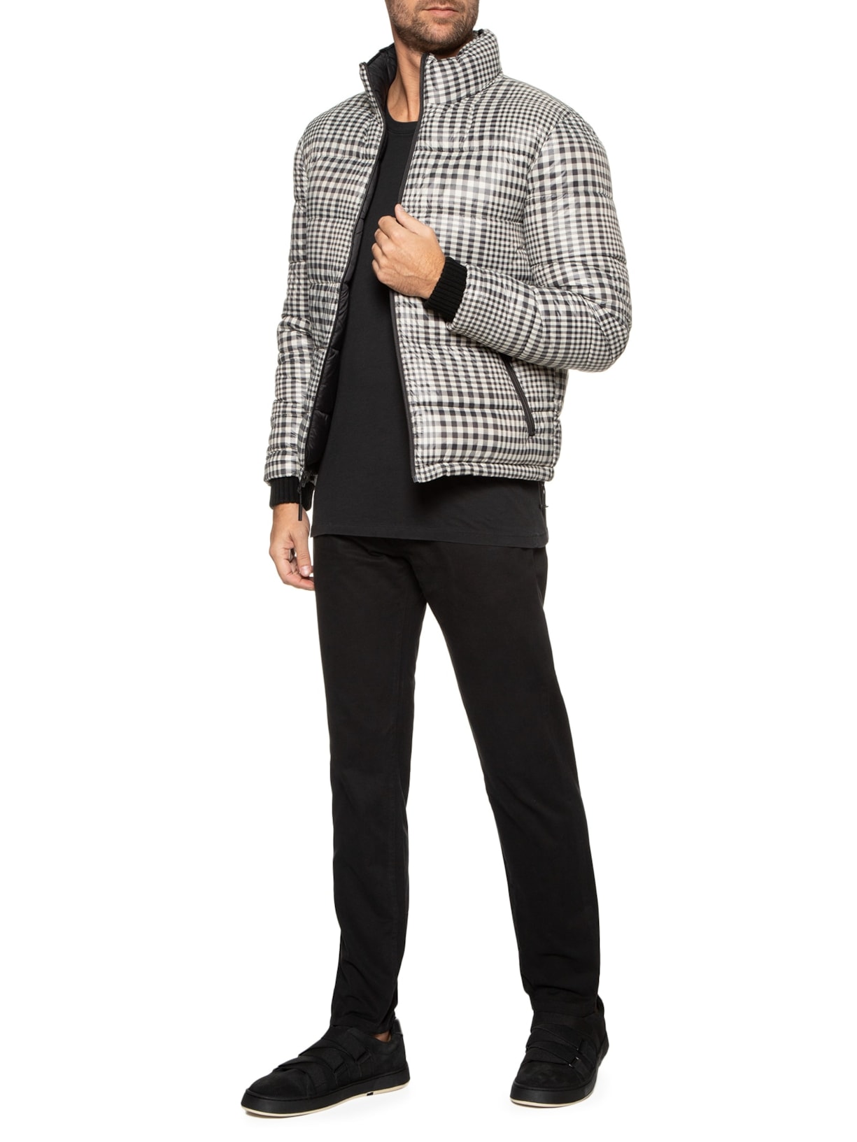 Jaqueta Masculina Puffer Double Face Interno Xadrez Preto Osklen