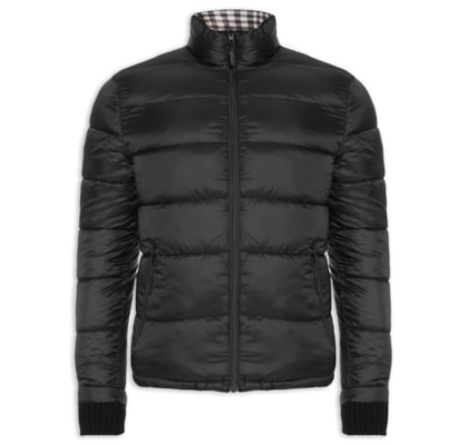 Jaqueta Masculina Puffer Double Face Interno Xadrez - Preto