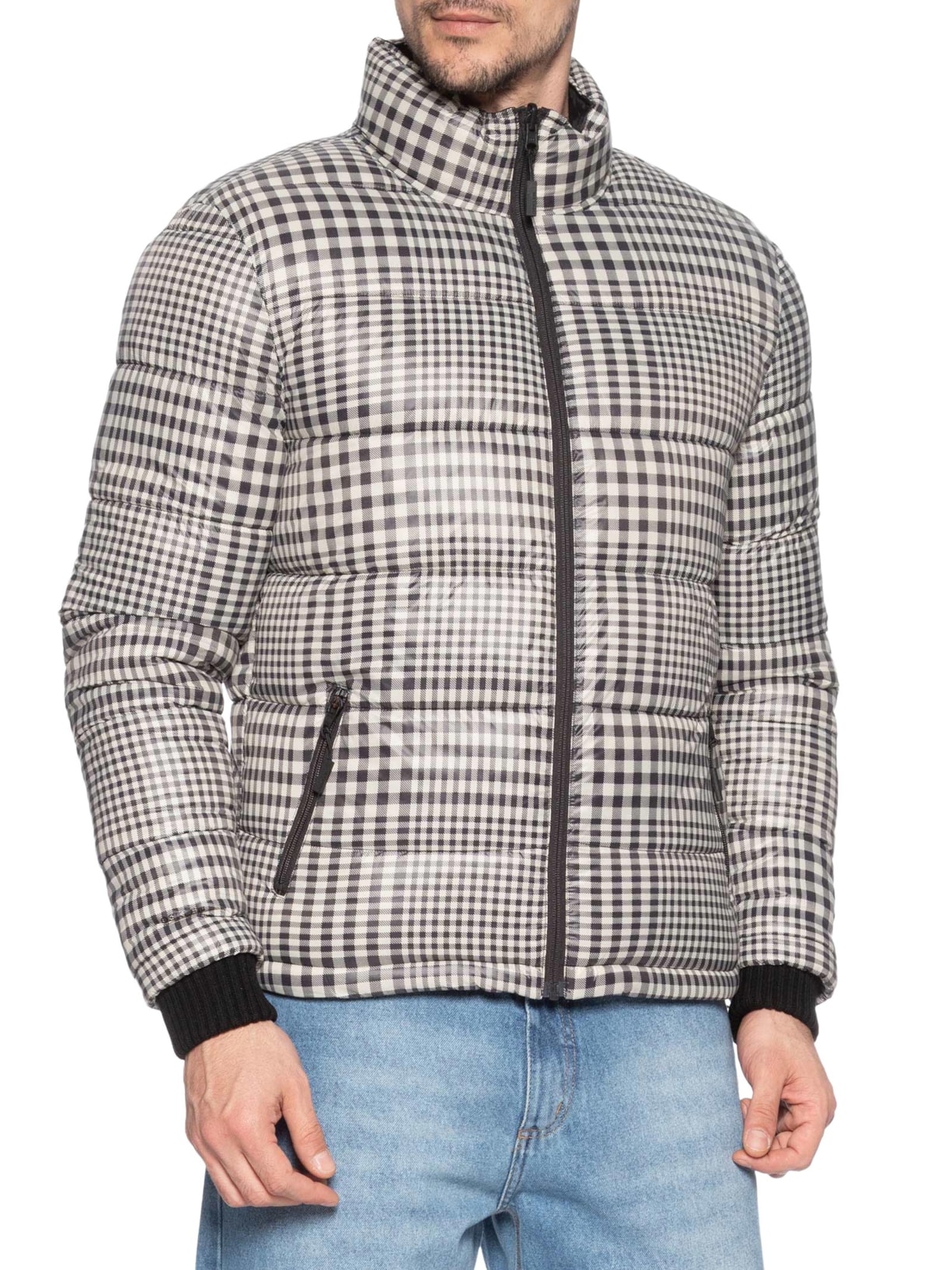 Jaqueta Masculina Puffer Double Face Interno Xadrez Preto Osklen