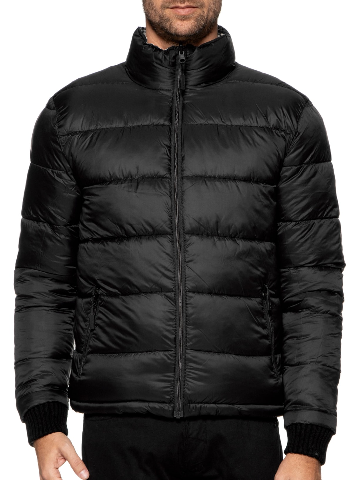 Jaqueta Masculina Puffer Double Face Interno Xadrez Preto Osklen