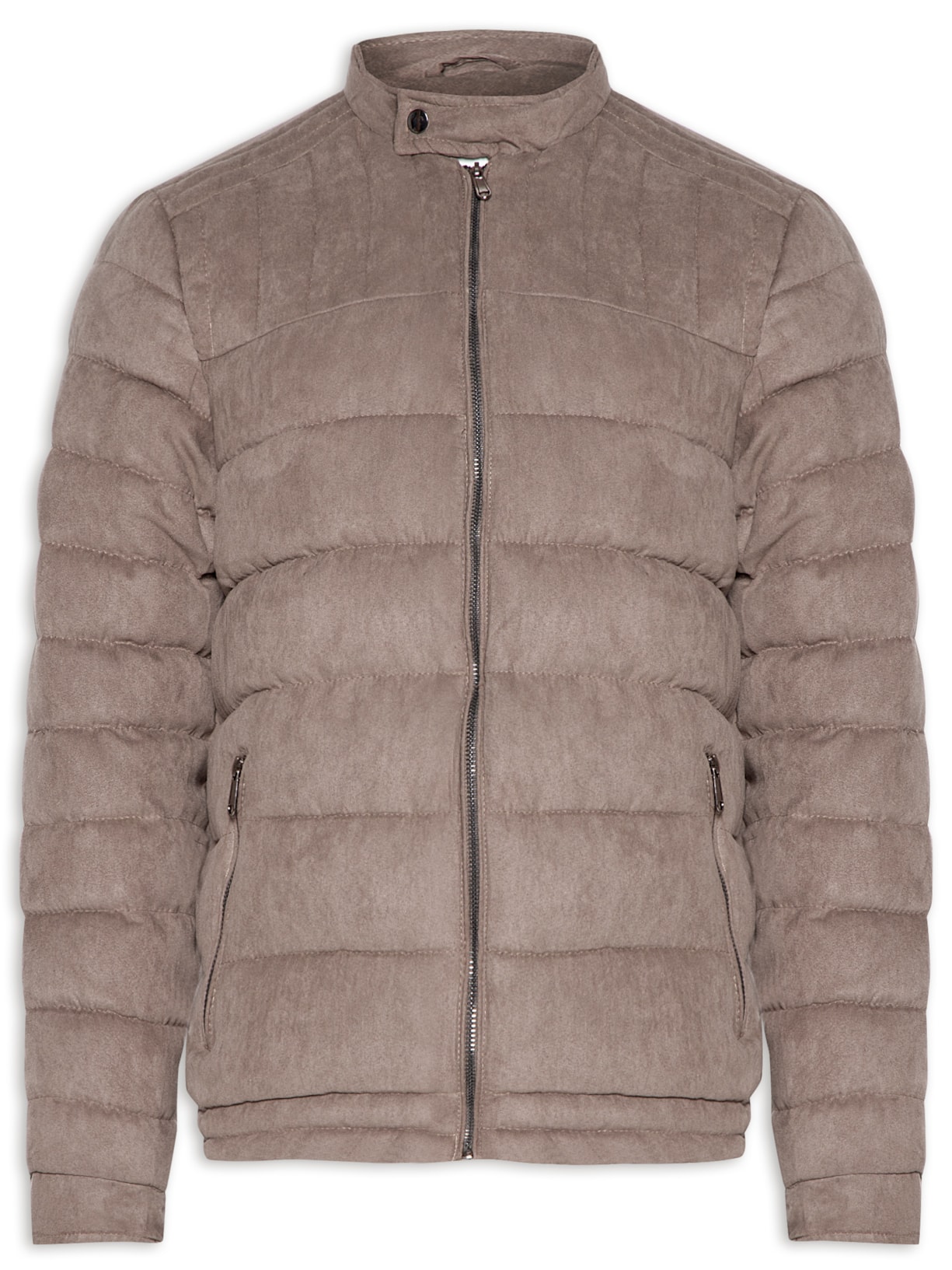 Jaqueta Masculina Puffer Em Camurça - Cinza