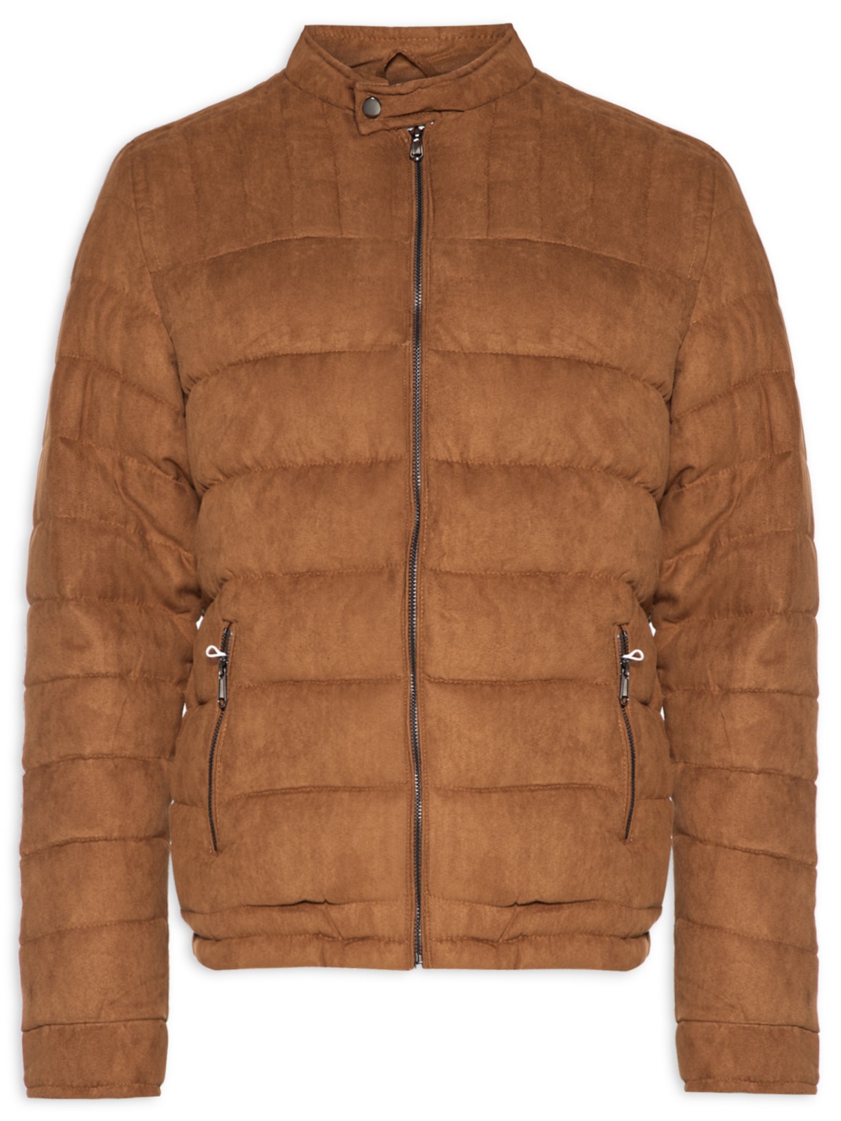 Jaqueta Masculina Puffer Em Camurça - Marrom