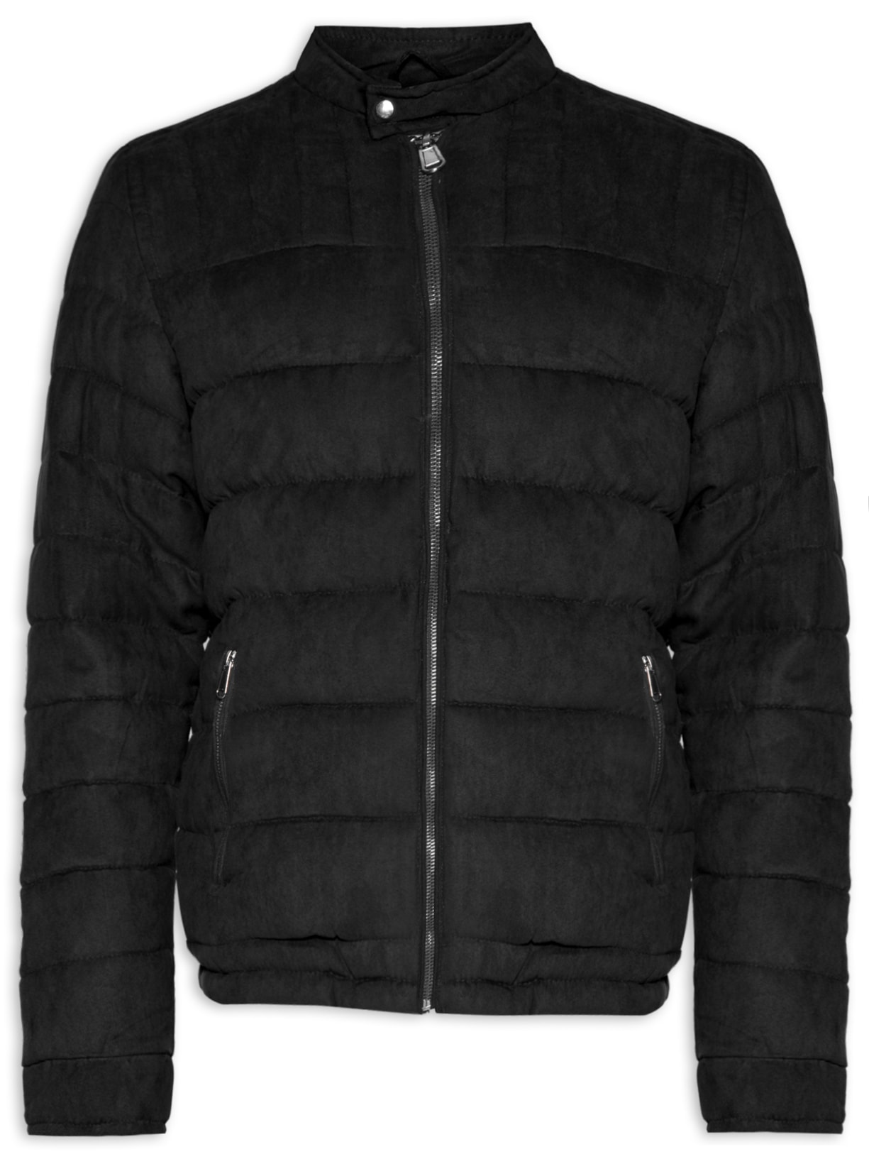 Jaqueta Masculina Puffer Em Camurça - Preto