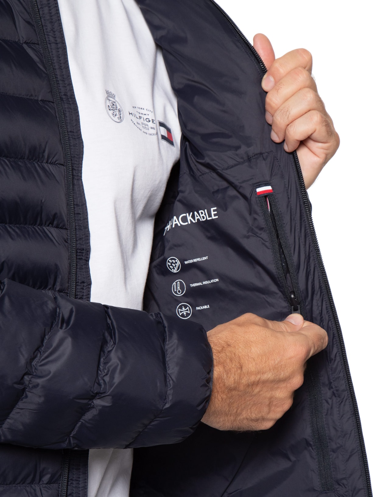 Jaqueta Masculina Puffer Essential Logo No Peito Azul Tommy Hilfiger