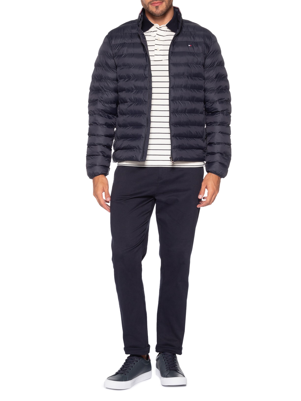 Jaqueta Masculina Puffer Essential Logo No Peito Azul Tommy Hilfiger