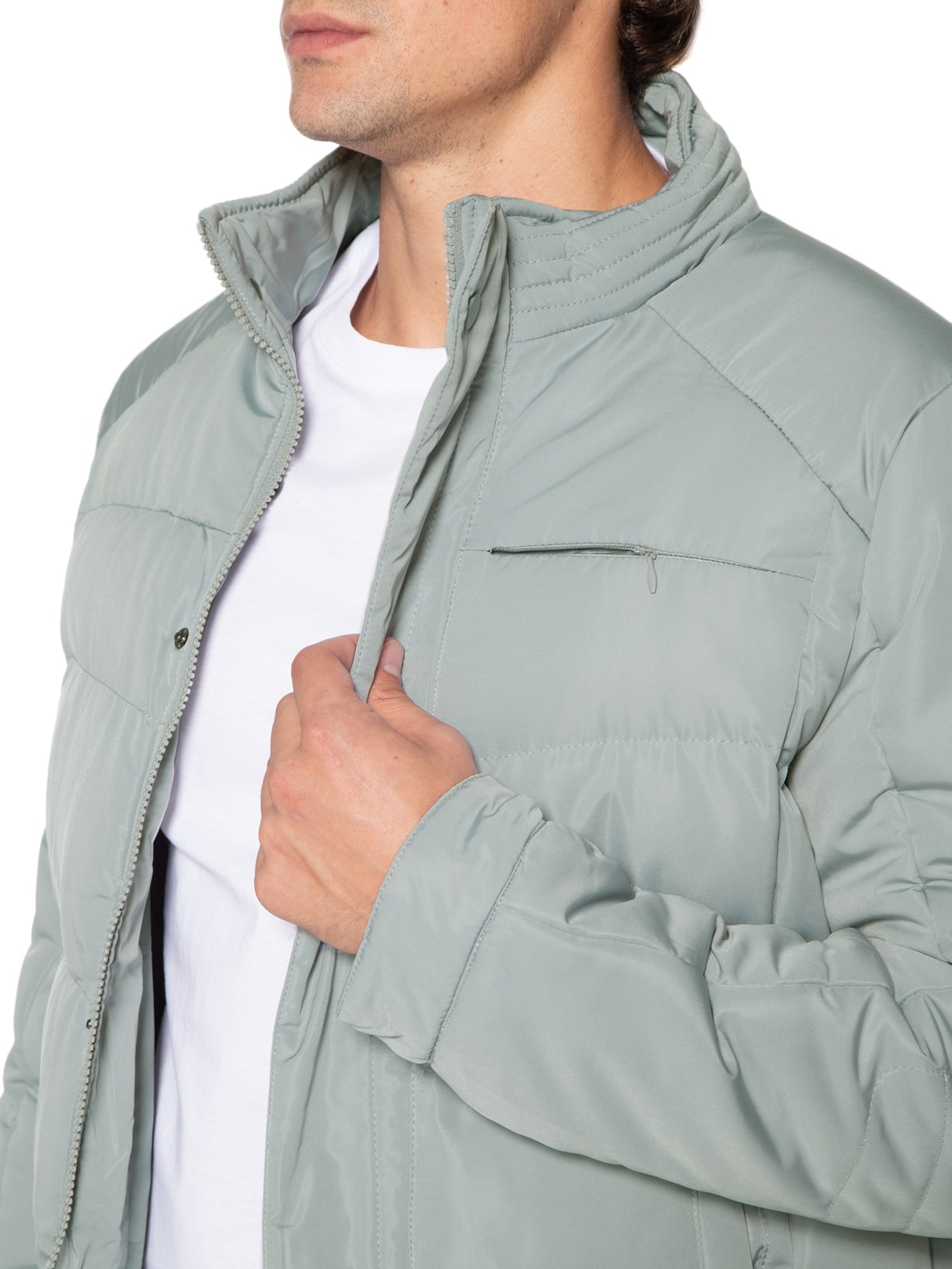 Jaqueta Masculina Puffer Gomos Cinza '2 Essential